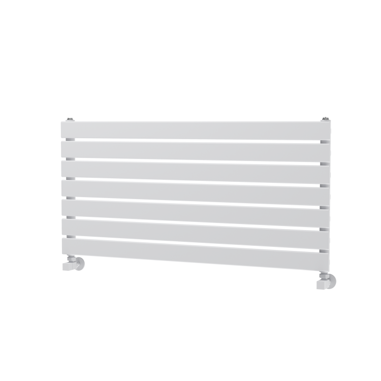 Riace Linea White Flat Designer Radiator 490x1000mm Single Panel 1891 BTU - Horizontal Bars