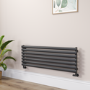 Sorrento Linea Midnight Black Oval Designer Radiator 413x1200mm Single Panel 2007 BTU - Horizontal Bars