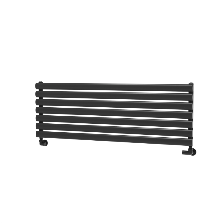 Sorrento Linea Midnight Black Oval Designer Radiator 413x1200mm Single Panel 2007 BTU - Horizontal Bars