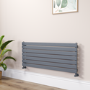 Riace Linea Dark Grey Anthracite Flat Designer Radiator 490x1200mm Single Panel 2239 BTU - Horizontal Bars
