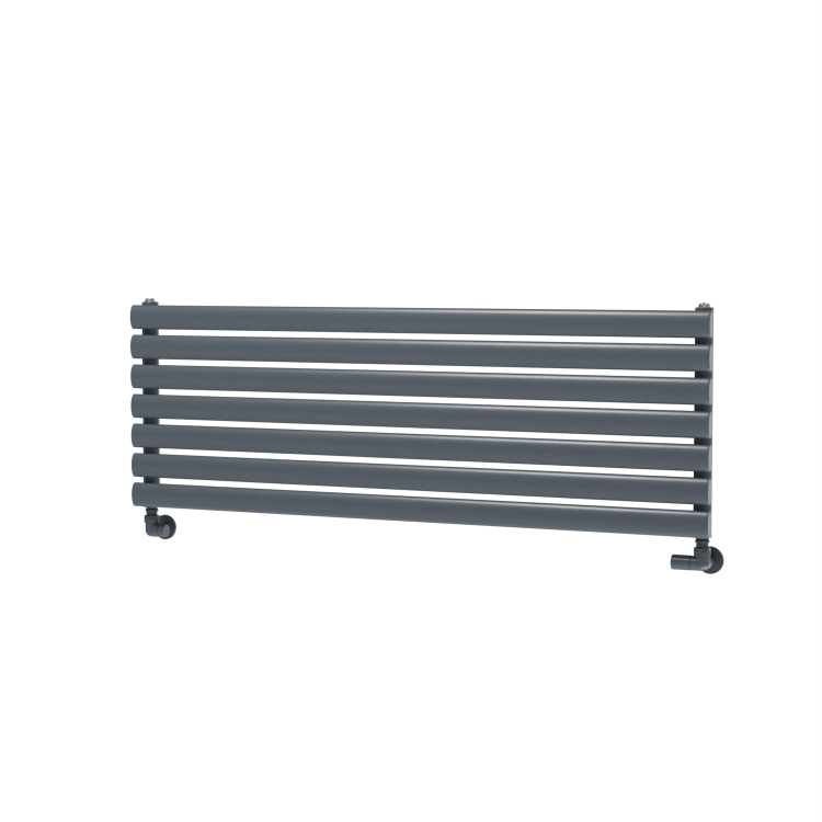 Sorrento Linea Dark Grey Anthracite Oval Designer Radiator 413x1200mm Single Panel 2007 BTU - Horizontal Bars