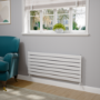 Riace Linea White Flat Designer Radiator 490x1200mm Single Panel 2239 BTU - Horizontal Bars