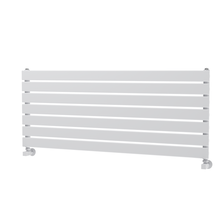 Riace Linea White Flat Designer Radiator 490x1200mm Single Panel 2239 BTU - Horizontal Bars
