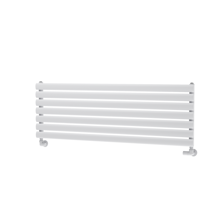 Sorrento Linea White Oval Designer Radiator 413x1200mm Single Panel 2007 BTU - Horizontal Bars