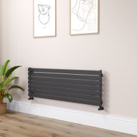 Riace Midnight Black Flat Designer Radiator 490x1400mm Single Panel 2590 BTU