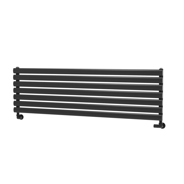 Sorrento Linea Midnight Black Oval Designer Radiator 413x1400mm Single Panel 2321 BTU - Horizontal Bars