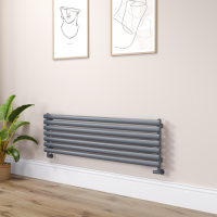 Sorrento Linea Dark Grey Anthracite Oval Designer Radiator 413x1400mm Single Panel 2321 BTU - Horizontal Bars