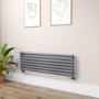 Sorrento Linea Dark Grey Anthracite Oval Designer Radiator 413x1400mm Single Panel 2321 BTU - Horizontal Bars