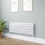 Riace Linea White Flat Designer Radiator 490x1400mm Single Panel 2590 BTU - Horizontal Bars