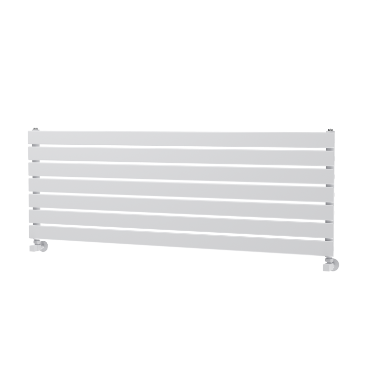 Riace Linea White Flat Designer Radiator 490x1400mm Single Panel 2590 BTU - Horizontal Bars
