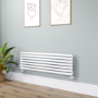 Sorrento Linea White Oval Designer Radiator 413x1400mm Single Panel 2321 BTU - Horizontal Bars