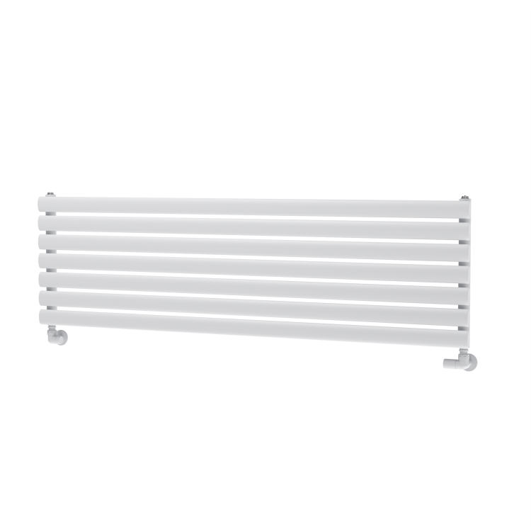 Sorrento Linea White Oval Designer Radiator 413x1400mm Single Panel 2321 BTU - Horizontal Bars