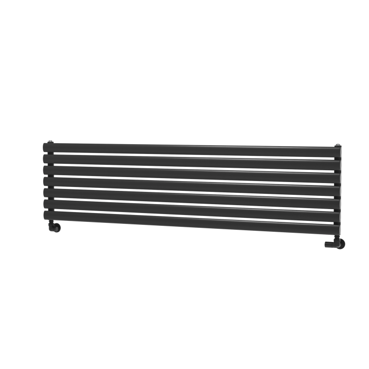 Sorrento Linea Midnight Black Oval Designer Radiator 413x1600mm Single Panel 2645 BTU - Horizontal Bars
