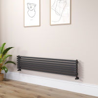 Ravello Midnight Black Square Designer Radiator 315x1600mm Single Panel 2297 BTU