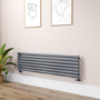 Sorrento Linea Dark Grey Anthracite Oval Designer Radiator 413x1600mm Single Panel 2645 BTU - Horizontal Bars