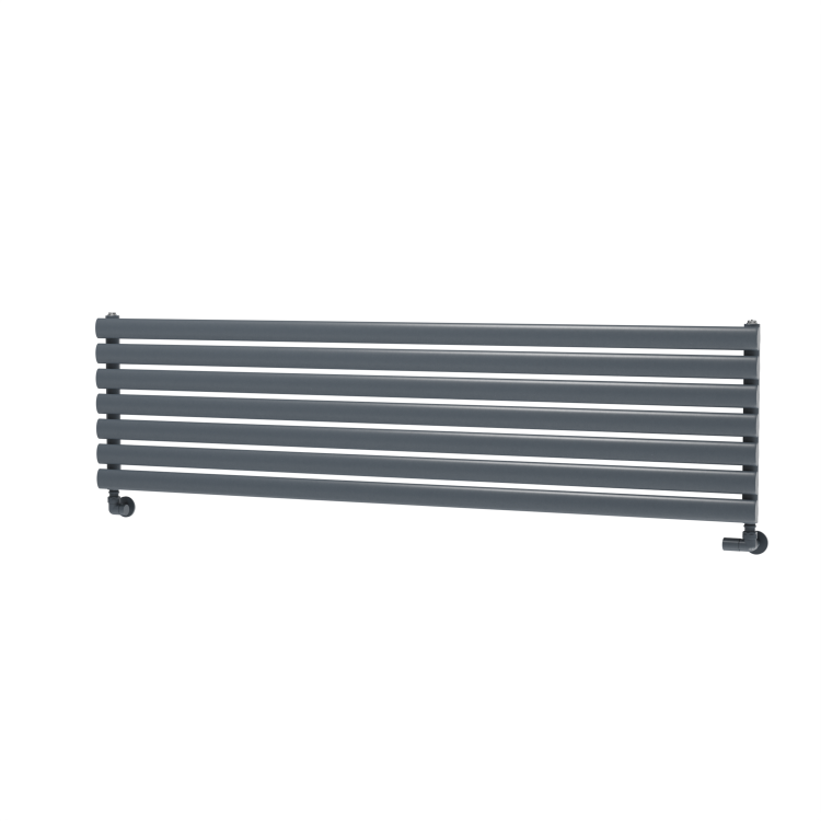 Sorrento Linea Dark Grey Anthracite Oval Designer Radiator 413x1600mm Single Panel 2645 BTU - Horizontal Bars