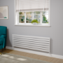 Riace Linea White Flat Designer Radiator 490x1600mm Single Panel 2952 BTU - Horizontal Bars