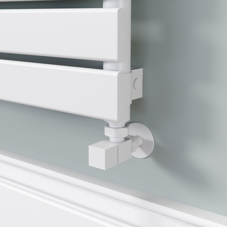 Riace Linea White Flat Designer Radiator 490x1600mm Single Panel 2952 BTU - Horizontal Bars
