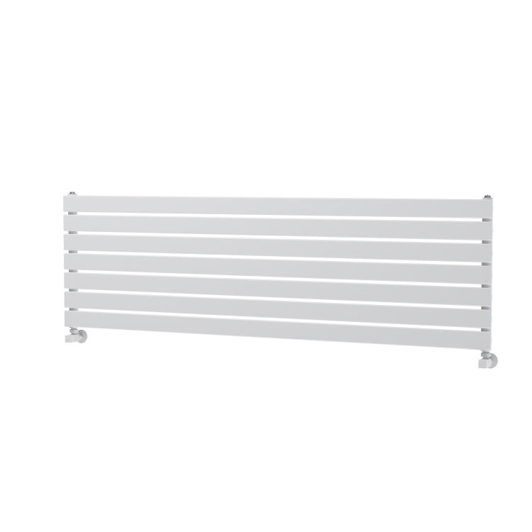 Riace Linea White Flat Designer Radiator 490x1600mm Single Panel 2952 BTU - Horizontal Bars