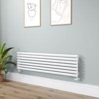 Sorrento Linea White Oval Designer Radiator 413x1600mm Single Panel 2645 BTU - Horizontal Bars
