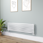 Sorrento Linea White Oval Designer Radiator 413x1600mm Single Panel 2645 BTU - Horizontal Bars