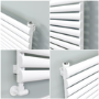 Sorrento Linea White Oval Designer Radiator 413x1600mm Single Panel 2645 BTU - Horizontal Bars