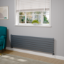 Riace Linea Dark Grey Anthracite Flat Designer Radiator 490x1800mm Single Panel 3317 BTU - Horizontal Bars