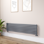 Sorrento Linea Dark Grey Anthracite Oval Designer Radiator 413x1800mm Single Panel 2980 BTU - Horizontal Bars