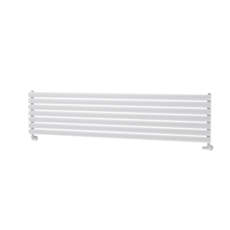 Sorrento Linea White Oval Designer Radiator 413x1800mm Single Panel 2980 BTU - Horizontal Bars