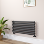 Sorrento Linea Midnight Black Oval Designer Radiator 472x1000mm Single Panel 1935 BTU - Horizontal Bars