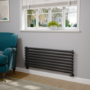 Sorrento Midnight Black Oval Designer Radiator 472x1200mm Single Panel 2294 BTU