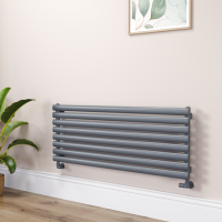 Sorrento Linea Dark Grey Anthracite Oval Designer Radiator 472x1200mm Single Panel 2294 BTU - Horizontal Bars
