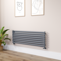Sorrento Linea Dark Grey Anthracite Oval Designer Radiator 472x1400mm Single Panel 2655 BTU - Horizontal Bars