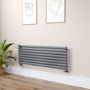 Sorrento Linea Dark Grey Anthracite Oval Designer Radiator 472x1400mm Single Panel 2655 BTU - Horizontal Bars