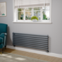 Sorrento Linea Dark Grey Anthracite Oval Designer Radiator 472x1400mm Single Panel 2655 BTU - Horizontal Bars