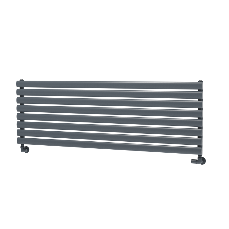 Sorrento Linea Dark Grey Anthracite Oval Designer Radiator 472x1400mm Single Panel 2655 BTU - Horizontal Bars