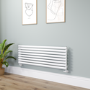 Sorrento Linea White Oval Designer Radiator 472x1400mm Single Panel 2655 BTU - Horizontal Bars