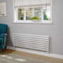 Sorrento Linea White Oval Designer Radiator 472x1400mm Single Panel 2655 BTU - Horizontal Bars