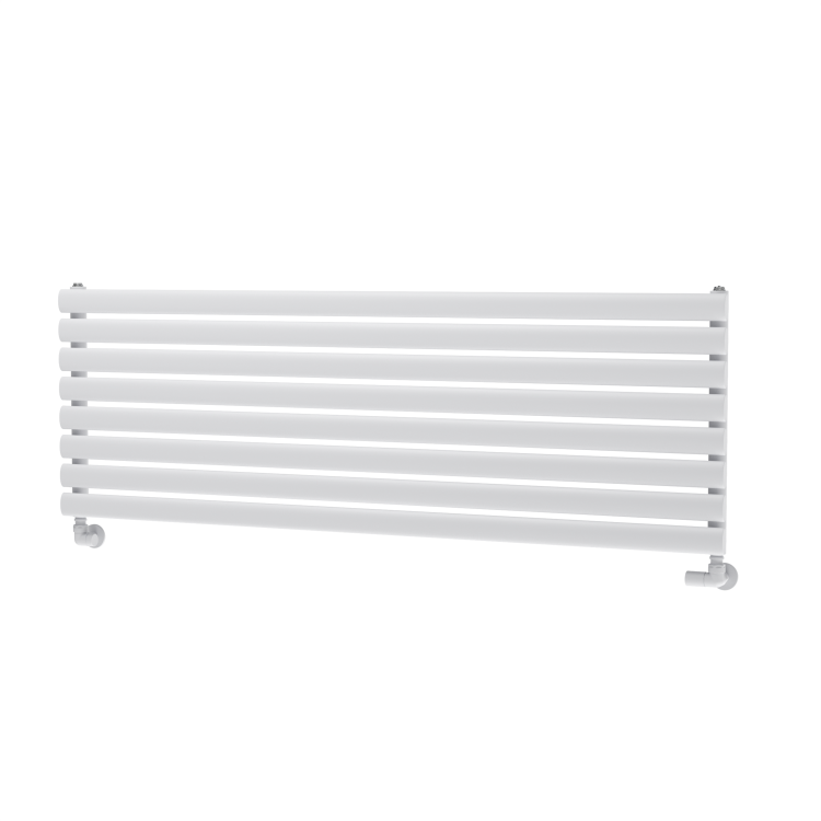 Sorrento Linea White Oval Designer Radiator 472x1400mm Single Panel 2655 BTU - Horizontal Bars