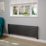 Sorrento Linea Midnight Black Oval Designer Radiator 472x1600mm Single Panel 3024 BTU - Horizontal Bars