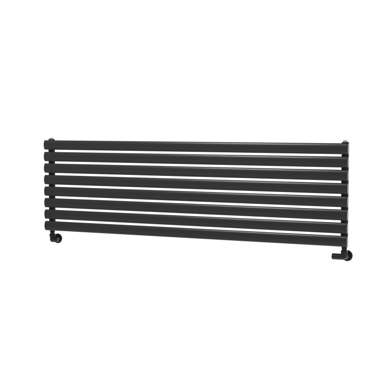 Sorrento Linea Midnight Black Oval Designer Radiator 472x1600mm Single Panel 3024 BTU - Horizontal Bars