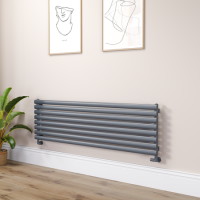 Sorrento Linea Dark Grey Anthracite Oval Designer Radiator 472x1600mm Single Panel 3024 BTU - Horizontal Bars