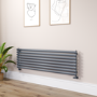 Sorrento Linea Dark Grey Anthracite Oval Designer Radiator 472x1600mm Single Panel 3024 BTU - Horizontal Bars
