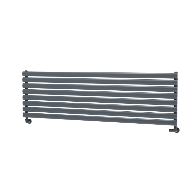 Sorrento Linea Dark Grey Anthracite Oval Designer Radiator 472x1600mm Single Panel 3024 BTU - Horizontal Bars
