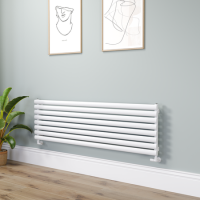 Sorrento Linea White Oval Designer Radiator 472x1600mm Single Panel 3024 BTU - Horizontal Bars