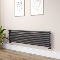 Sorrento Linea Midnight Black Oval Designer Radiator 472x1800mm Single Panel 3403 BTU - Horizontal Bars