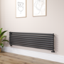 Sorrento Linea Midnight Black Oval Designer Radiator 472x1800mm Single Panel 3403 BTU - Horizontal Bars
