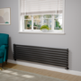 Sorrento Linea Midnight Black Oval Designer Radiator 472x1800mm Single Panel 3403 BTU - Horizontal Bars