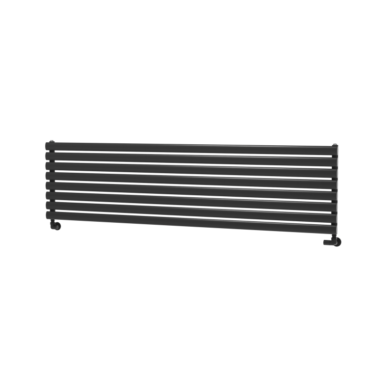 Sorrento Linea Midnight Black Oval Designer Radiator 472x1800mm Single Panel 3403 BTU - Horizontal Bars