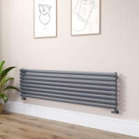 Sorrento Linea Dark Grey Anthracite Oval Designer Radiator 472x1800mm Single Panel 3403 BTU - Horizontal Bars